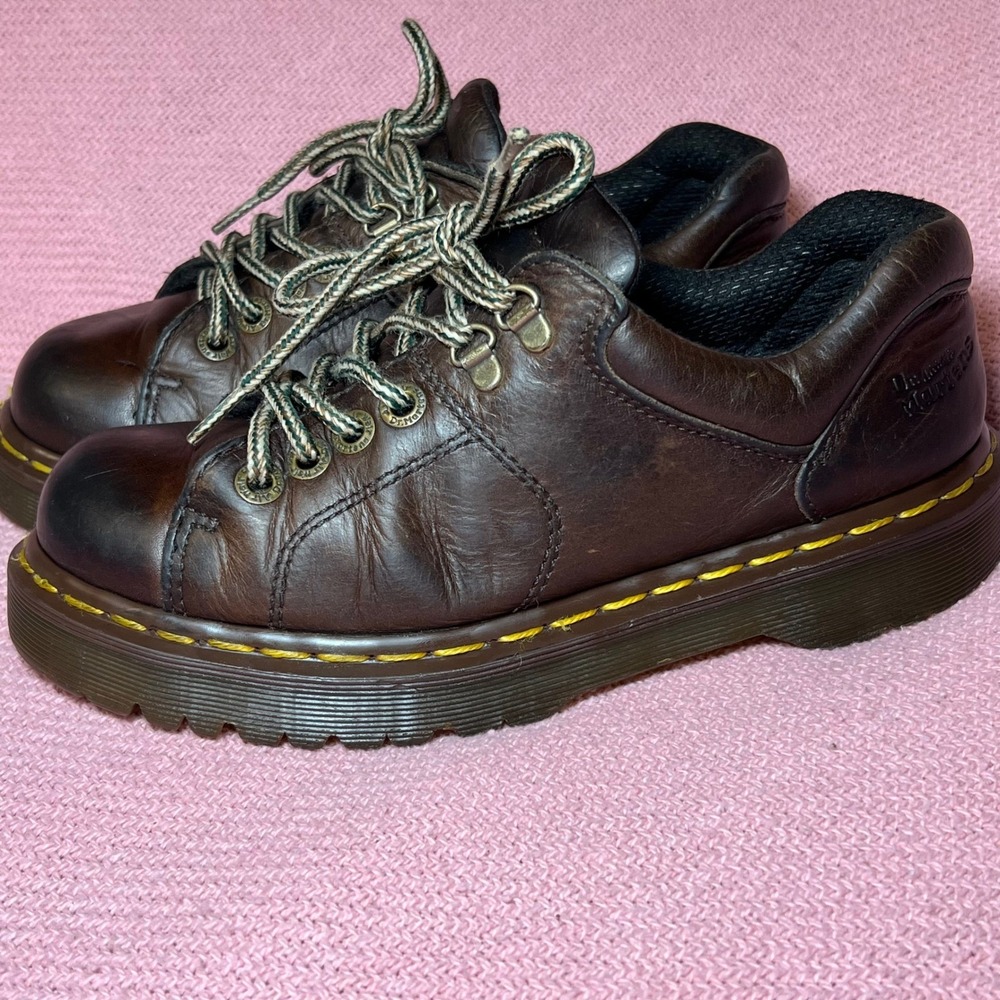 Vintage 90s Dr Martens Made in England Brown Leather Chunky Platforms Womens 6